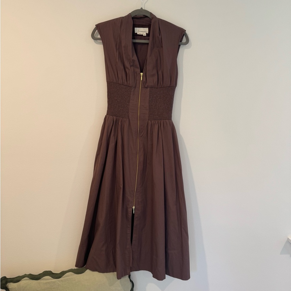 Tommie Cap-Sleeve Smocked Front-Zip Shirt Dress - Picture 4 of 4